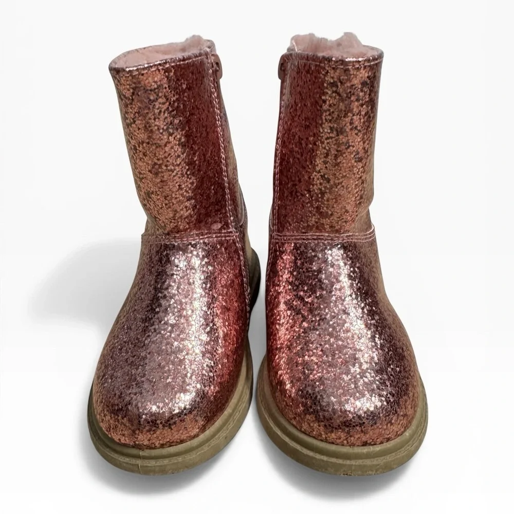 Rachel Shoes Pink Glitter Faux Fur Boots Toddler Size US 7 Water Resistant Upper